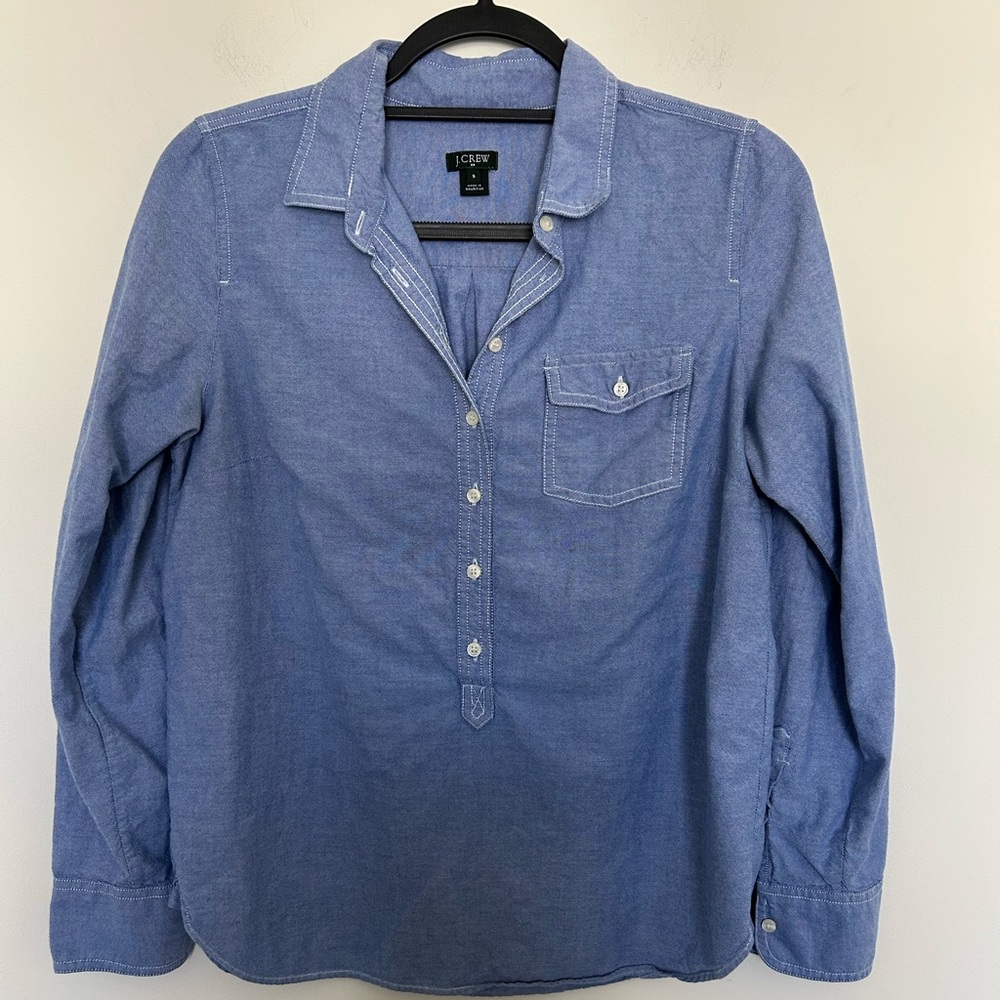 J. Crew Factory 100% Cotton Chambray Button Blouse‎ Top Size Small